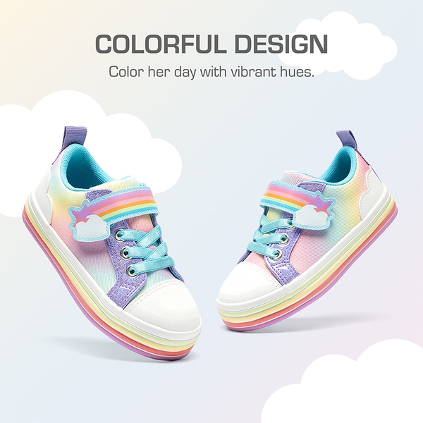 Girls’ Rainbow Ombre Hook-and-Loop Sneakers - RAINBOW/PURPLE - 1
