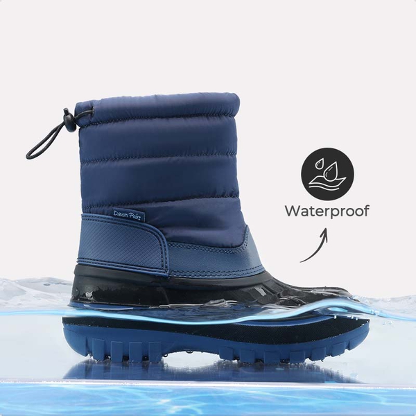Kids’ Waterproof Slip-On Winter Snow Boots - NAVY - 1