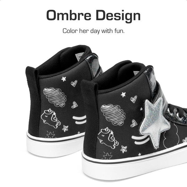 Girls’ Ombre High-Top Sneakers - BLACK - 3