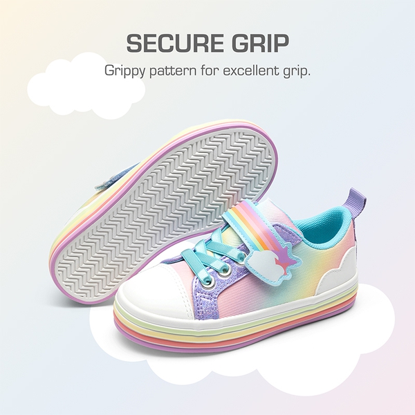 Girls’ Rainbow Ombre Hook-and-Loop Sneakers - RAINBOW/PURPLE - 4