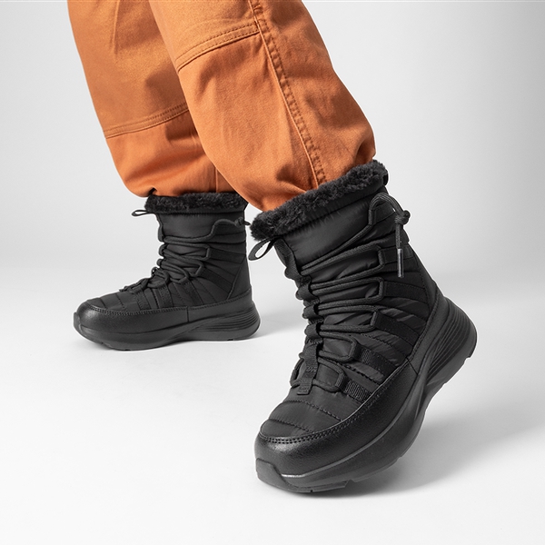 Kids’ Faux Fur Winter Snow Boots - BLACK - 5