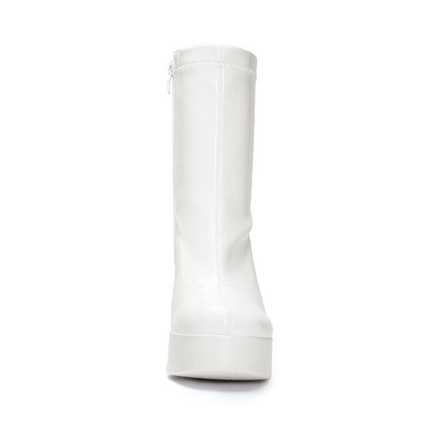 Dreamy Square Toe Platform Chunky Ankle Boots - Stella - WHITE-PAT - 3