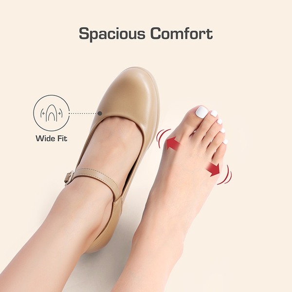 [Stand All Day Pumps] Edenia Round Toe Mary Jane Pumps - NUDE - 6