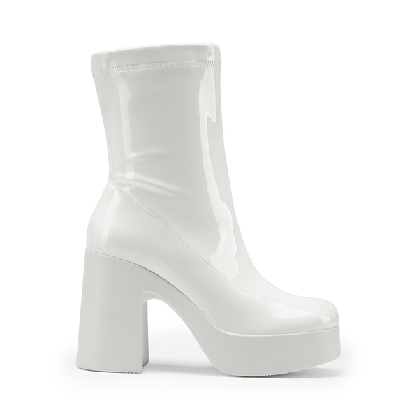 Dreamy Square Toe Platform Chunky Ankle Boots - Stella - WHITE-PAT - 2
