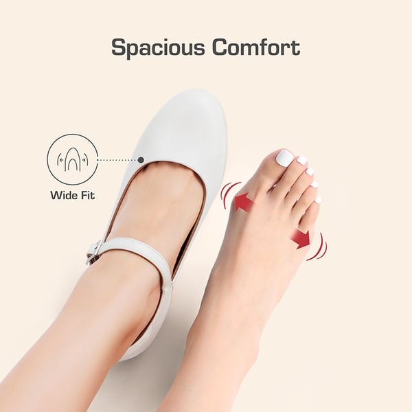 [Stand All Day Pumps] Edenia Round Toe Mary Jane Pumps - WHITE - 6