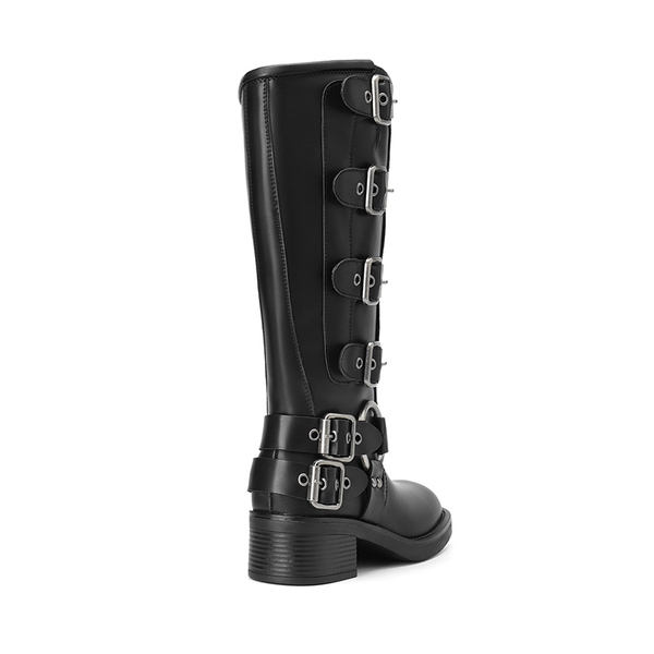 Square Toe Motorcycle Boots - BLACK-ZIPPER - 5