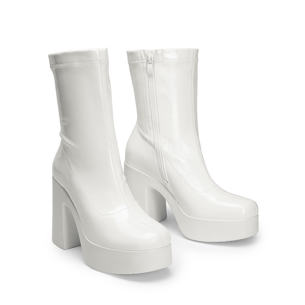 Dreamy Square Toe Platform Chunky Ankle Boots - Stella - WHITE-PAT - 5