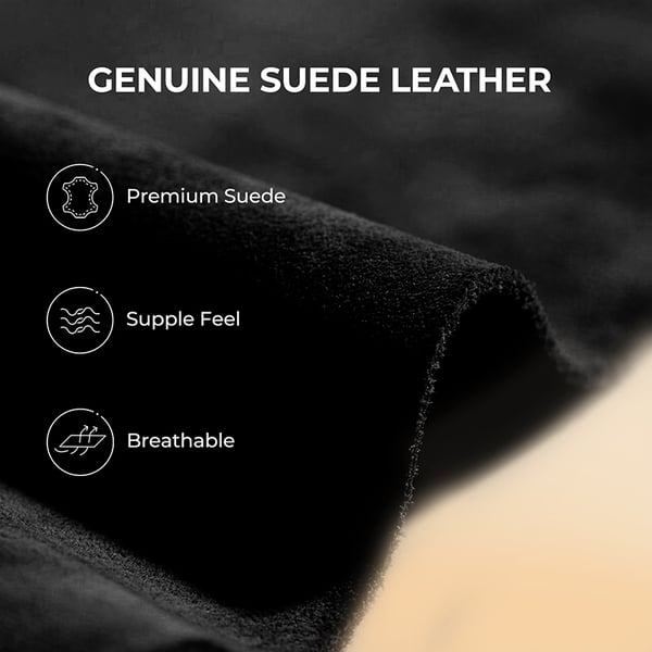 [FuzzyEasy Women's Slip-on] Embroidered Suede Fuzzy Cozy Slippers - BLACK - 2