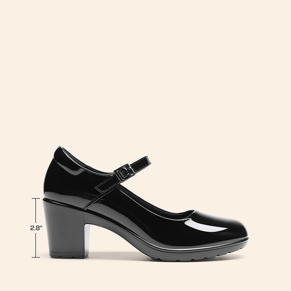 Ascenelle Round Toe Mary Jane Pumps - Edenia - BLACK-PAT - 1