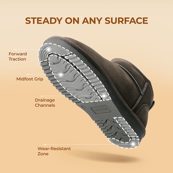 [FuzzyClassic Mini Boot] Splash-Proof Slip-On Suede Snow Boots - TAUPE - 6