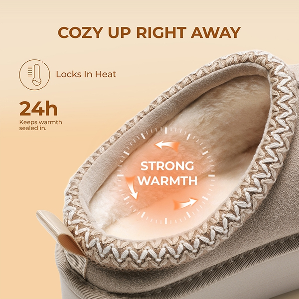 [FuzzyEasy Women's Platform Slip-on] Plush Fur-Lined Winter Platform Slippers - SAND - 3