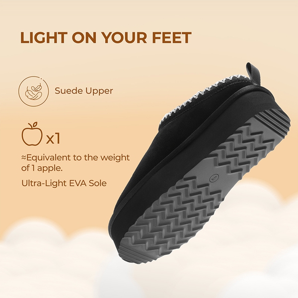 [FuzzyEasy Women's Platform Slip-on] Plush Fur-Lined Winter Platform Slippers - BLACK - 4