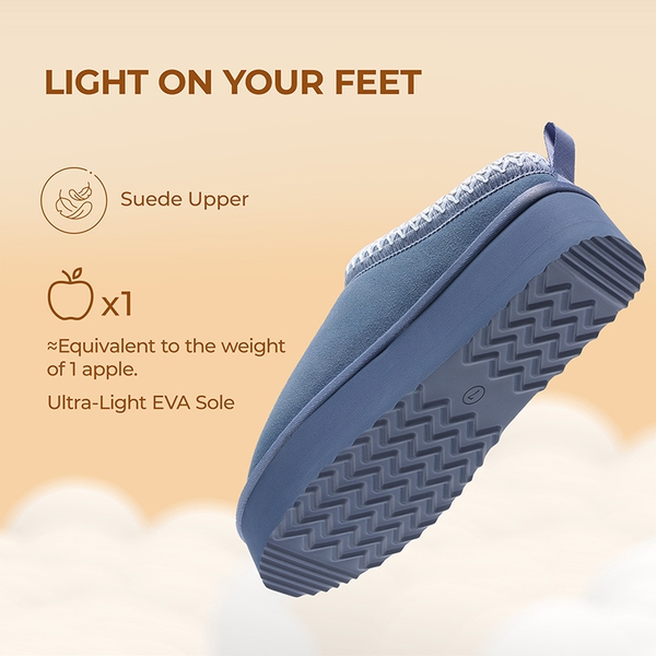 [FuzzyEasy Women's Platform Slip-on] Plush Fur-Lined Winter Platform Slippers - DARK BLUE - 4