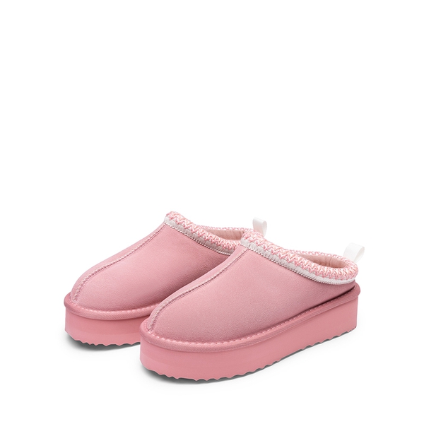 [FuzzyEasy Women's Platform Slip-on] Plush Fur-Lined Winter Platform Slippers - PINK - 1