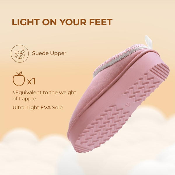 [FuzzyEasy Women's Platform Slip-on] Plush Fur-Lined Winter Platform Slippers - PINK - 4