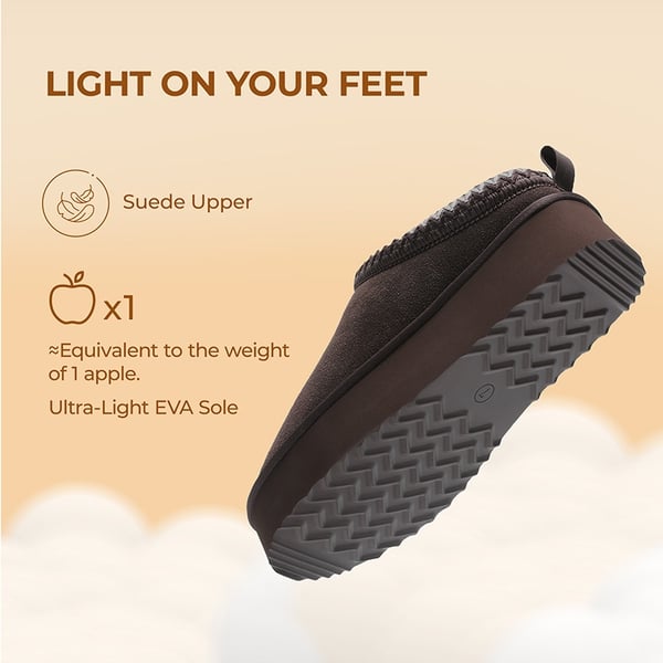 [FuzzyEasy Women's Platform Slip-on] Plush Fur-Lined Winter Platform Slippers - DARK BROWN - 4