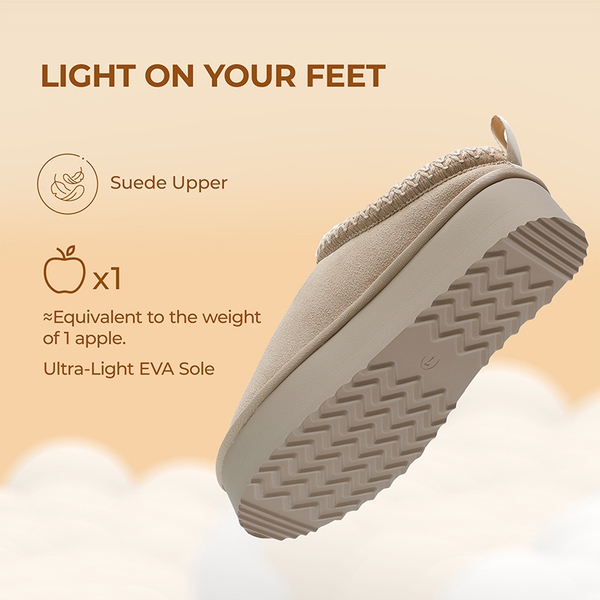 [FuzzyEasy Women's Platform Slip-on] Plush Fur-Lined Winter Platform Slippers - SAND - 4