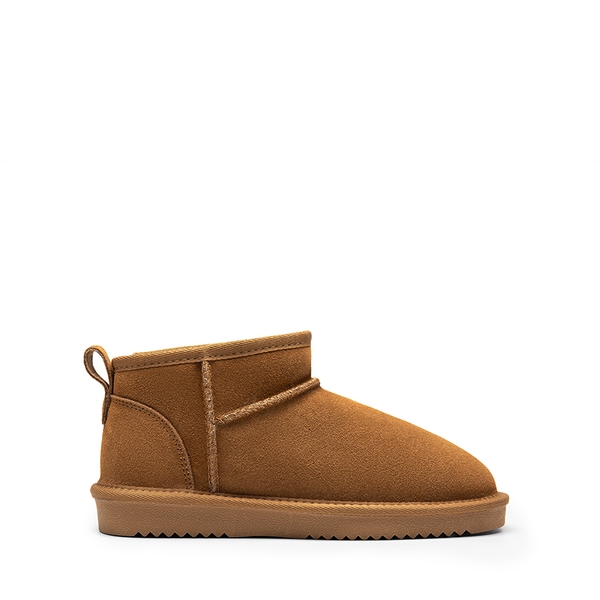 [FuzzyClassic Mini Boot] Splash-Proof Slip-On Suede Snow Boots - CHESTNUT - 1