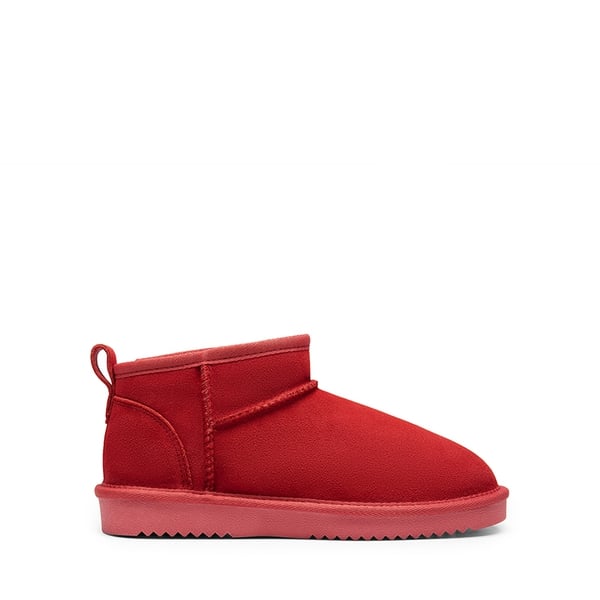 [FuzzyClassic Mini Boot] Splash-Proof Slip-On Suede Snow Boots - RED - 1