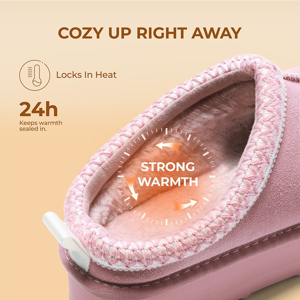 [FuzzyEasy Women's Platform Slip-on] Plush Fur-Lined Winter Platform Slippers - PINK - 3