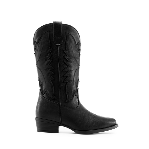 Women’s Embroidered Western Cowgirl Boots - ALL BLACK - 2