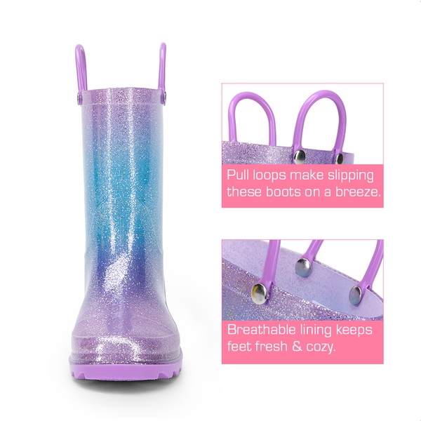 Kids’ Ombre Waterproof Rain Boots - PURPLE/PINK/BLUE - 4
