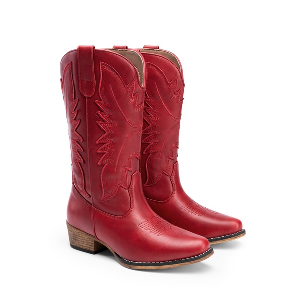 Women’s Embroidered Western Cowgirl Boots - RED - 3
