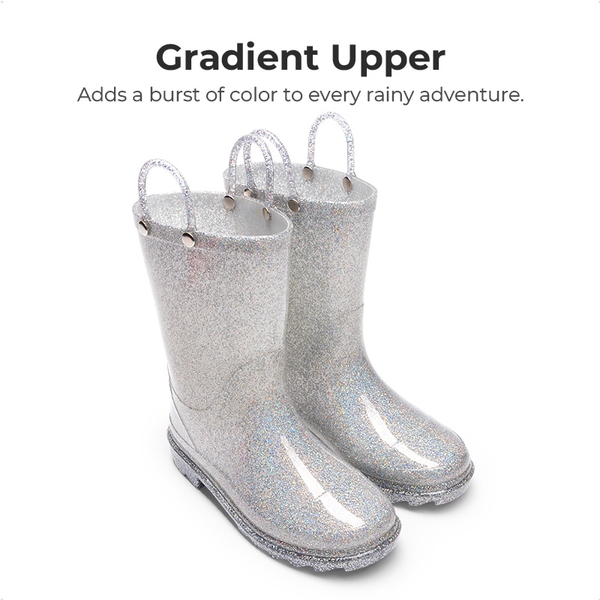Kids’ Ombre Waterproof Rain Boots - SILVER - 2