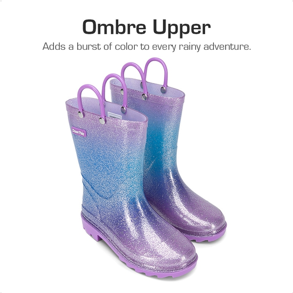 Kids’ Ombre Waterproof Rain Boots - PURPLE/PINK/BLUE - 1