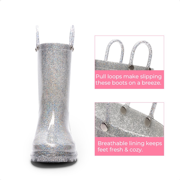 Kids’ Ombre Waterproof Rain Boots - SILVER - 5