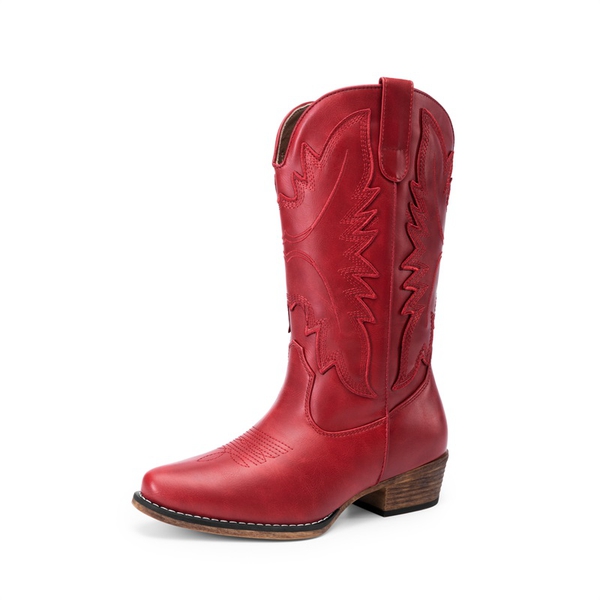 Women’s Embroidered Western Cowgirl Boots - RED -  0