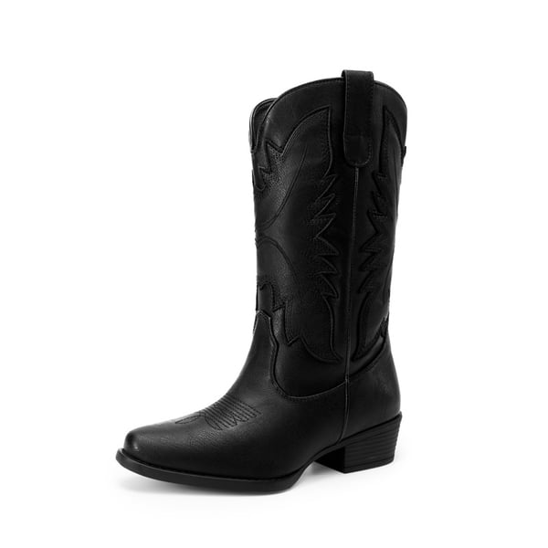 Women’s Embroidered Western Cowgirl Boots - ALL BLACK -  0