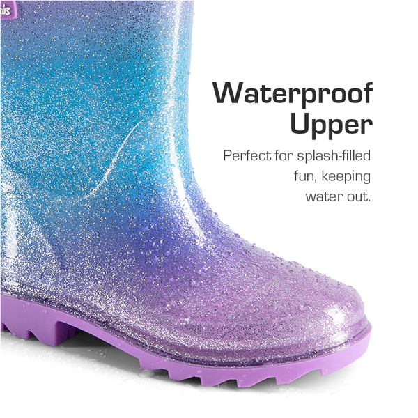 Kids’ Ombre Waterproof Rain Boots - PURPLE/PINK/BLUE - 2