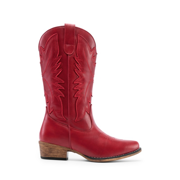 Women’s Embroidered Western Cowgirl Boots - RED - 2