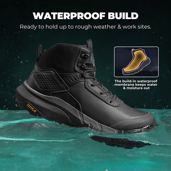 Men’s Lightweight Waterproof Nano Toe Work Boots - BLACK - 5
