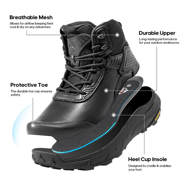 Men’s Breathable Waterproof Tactical Work Boots - BLACK - 5