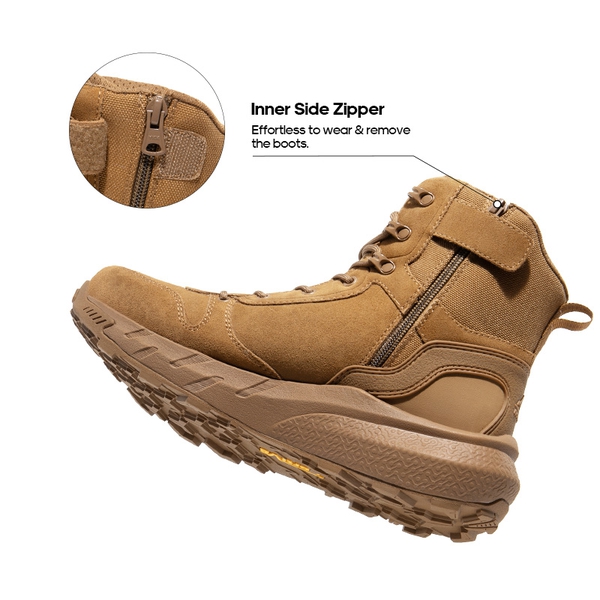 Men’s Wide-Fit Zip-Up Hiking Boots - COYOTE - 3