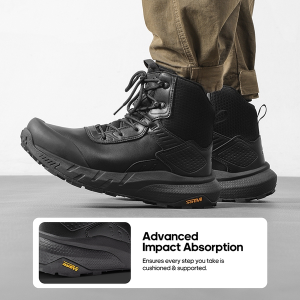 Men’s High-Top Waterproof Tactical Work Boots - BLACK - 4