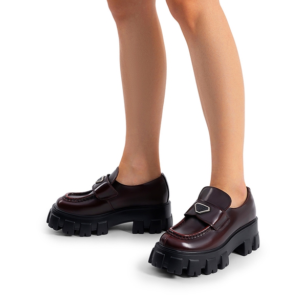 [Livia] Lug Sole Chunky Platform Loafers  - BURGUNDY - 8