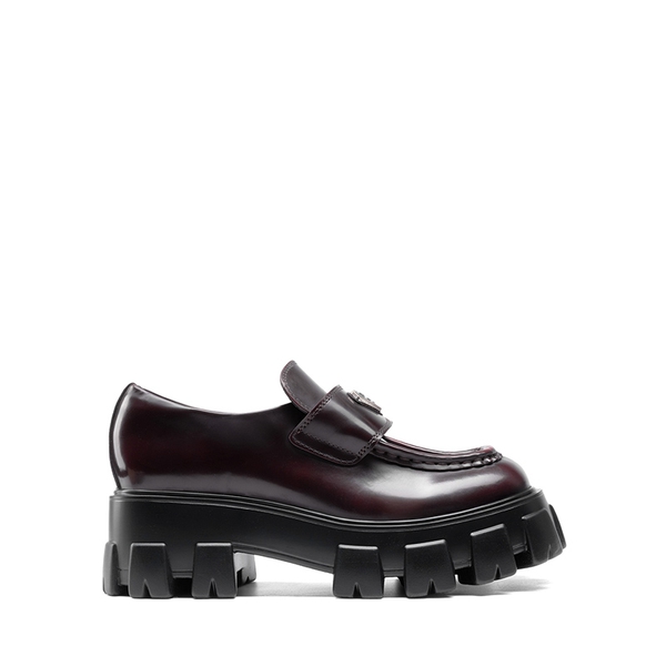 [Livia] Lug Sole Chunky Platform Loafers  - BURGUNDY - 3