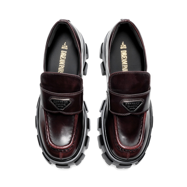 [Livia] Lug Sole Chunky Platform Loafers  - BURGUNDY - 5
