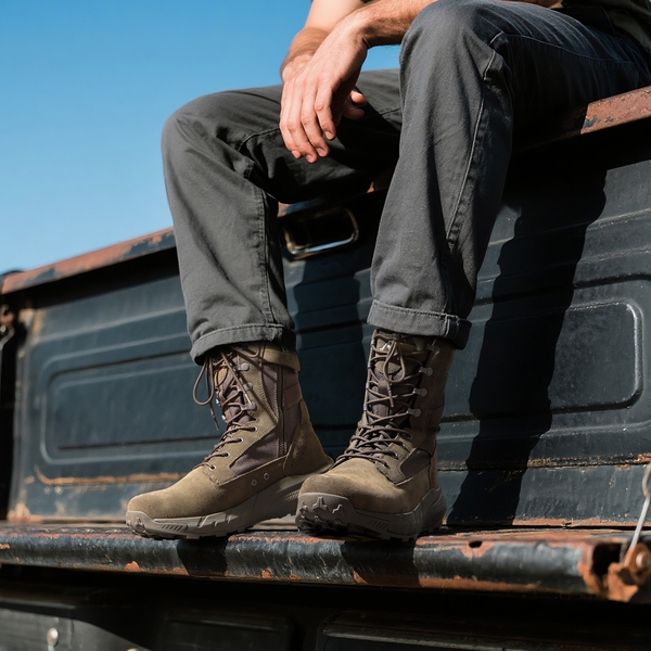 Men's Breathable Tactical Military Work Boots - OLIVE - 6