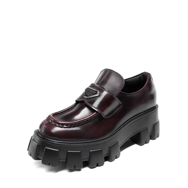 [Livia] Lug Sole Chunky Platform Loafers  - BURGUNDY -  0