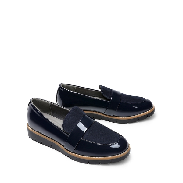 Women’s Classic Vegan Leather Loafers - NAVY-PAT - 2