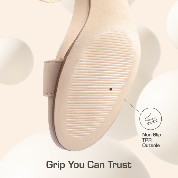 Women’s Wide-Toe Single-Strap Block Heel Sandals - NUDE - 4