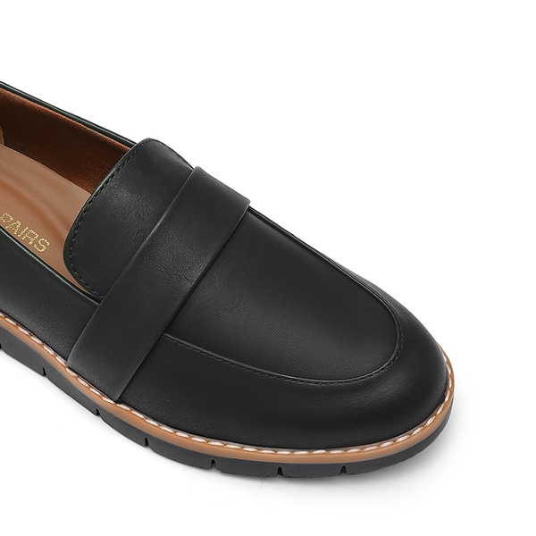 Women’s Classic Vegan Leather Loafers - BLACK-PU - 5