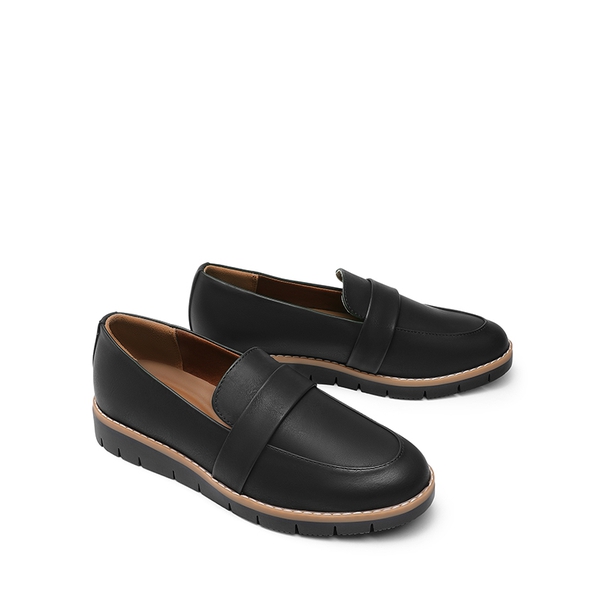 Women’s Classic Vegan Leather Loafers - BLACK-PU - 2