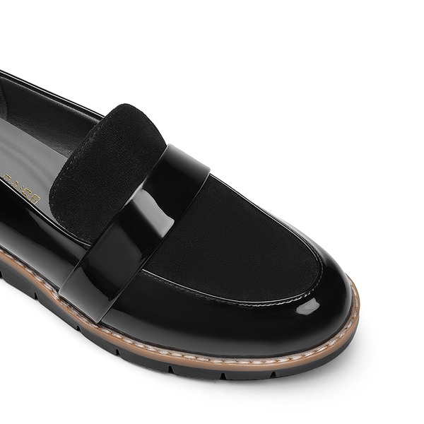 Women’s Classic Vegan Leather Loafers - BLACK-PAT - 5