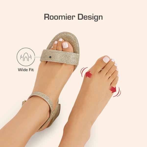 Women’s Wide-Toe Single-Strap Block Heel Sandals - GOLD - 6