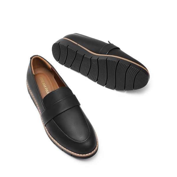 Women’s Classic Vegan Leather Loafers - BLACK-PU - 3